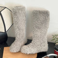 Fur Flats Women's High Boots Warm Designer Cotton Shoes Cozy Dress Winter Snow Boots 2025 New Fashion Knee High Botas De Mujer